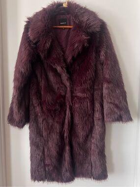 Forever 21 Women's Faux Fur Coat in plum/ purple